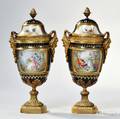 Pair of Giltbronzemounted Sevres Porcelain Vases and Covers