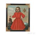 Spanish Colonial School 19th Century Standing Portrait of a Boy in Red