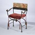 Renaissance Revivalstyle Iron and Bronze Campaign Chair