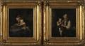 German School 19th Century Two Genre Scenes Grandmother with Baby