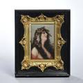 Framed Berlinstyle Polychrome Porcelain Plaque of a Bacchante