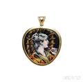 Art Nouveau 18kt Gold and Limoges Enamel Pendant