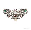 Diamond Emerald and Ruby Butterfly Brooch