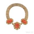 Gold and Coral Cameo Necklace