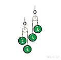 18kt White Gold Jade and Diamond Earrings