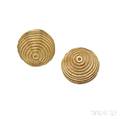 18kt Gold Ridged Dome Earrings Christopher Walling