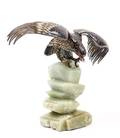 Chinese Silver  Enamel Falcon on Jadeite Plinth