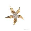 18kt Gold Platinum and Diamond Brooch Schlumberger Tiffany  Co