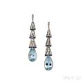 Aquamarine Diamond and Sapphire Earrings
