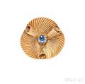 Retro 14kt Gold and Sapphire ClipBrooch