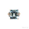 14kt Gold Aquamarine and Diamond Ring