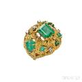 18kt Gold Emerald and Diamond Dome Ring