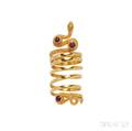 18kt Gold and Ruby Snake Ring Lalaounis