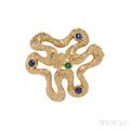 18kt Gold Gemset Brooch