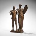Daniel Chester French American 18501931 Maquette Bronze of Two Figures perhaps a Youth with a Muse