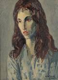 Raphael Soyer American 18991987 Head of a Girl in Blue