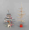Two Christmas feather trees