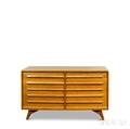 Midcentury Modern Eightdrawer Bleached Oak Chest with Mirror