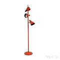 Red Midcentury Modern Threelight Floor Lamp