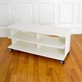 Modern White Laminate Rolling Threetier Low Shelf