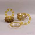 Ten Bohemian Amber Glass Overlay Side Plates and Twelve Chilled Soup Bowls
