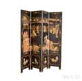 Asianstyle Blacklacquered Folding Screen