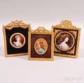 Three Framed Limoges Enameled Portrait Medallions