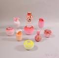 Nine Victorian Mostly Peachblow Art Glass Items