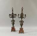 Pair of Rococostyle Cast Metal Fivelight Candelabra