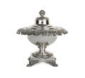 Philadelphia coin silver footed bowl and cover ca 1835