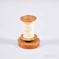 Turned Wood Spool on Stand with Bone Acorn Finial