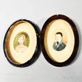 Pair of Framed Miniature Watercolor Portraits