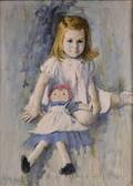 John McClelland American b 1919 Portrait of a Girl with a Raggedy Ann Doll