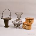 Three Wirework Baskets and a Pair of Leatherclad Boxes