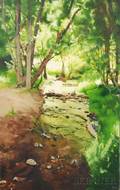 Large Oil on Canvas Landscape of a Creek