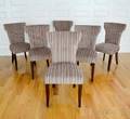 Six Modernestyle Beige Stripe Upholstered Dining Chairs