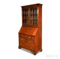 Chippendalestyle Glazed Mahogany DeskBookcase