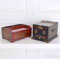 Chinese Gold and Blacklacquered Travel Dressing Box with Mirror and a Desk Box