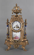 Enameled and gilt mantle clock