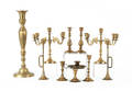 Collection of brass candlesticks