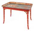 Vibrant red tole tray 19th c