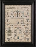 Silk on linen Adam and Eve sampler 19th c