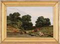 Oil on canvas bucolic landscape 19th c