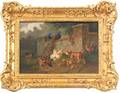 Continental oil on board farm scene signed  U Guilio