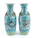 Pair of Chinese turquoise ground porcelain vases