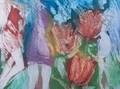 Gianni Borta Floral Nude Expressionist Litho