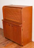 Danish Teak Tambour Top Secretary Desk