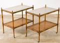 Fruitwood TwoTier Caned End Tables Pair