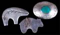 Sterling Zuni Bear  Turquoise Brooch Trio