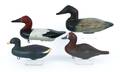 Four duck decoys to include Butch Wagner coot and Bob Jobes pintail